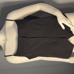 Sincerely Jules Women's Button Up Black Spaghetti Strap Lined Vest Size Large
